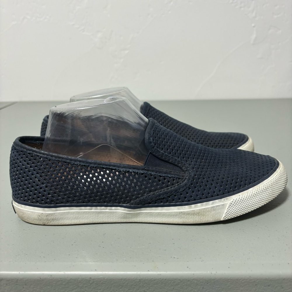 Sperry Navy Blue Seaside Boat Shoes Flats Sneakers Slip On Perforated Women's 10